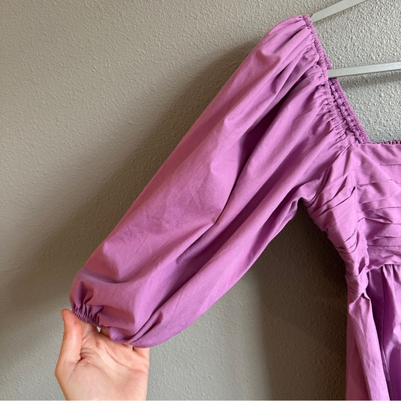Abercrombie & Fitch Emerson Poplin Puff Sleeve Purple Mini Dress Medium - Picture 5 of 14